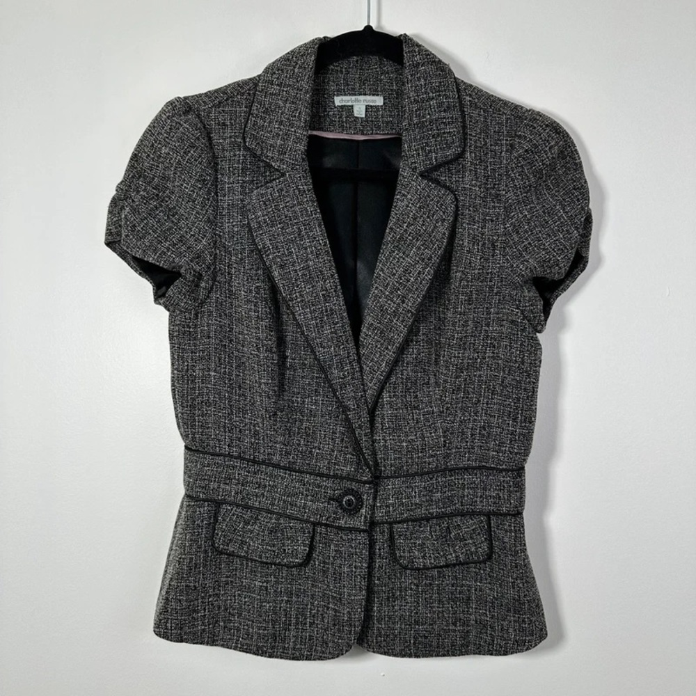 Charlotte Russe Gray and Black Textured Blazer